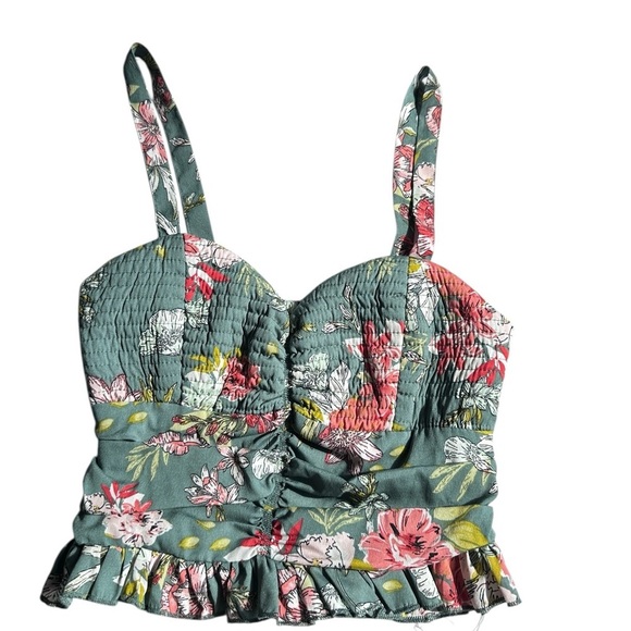#19 B.O.G Collective Floral Tank in Green Combo - Picture 1 of 4